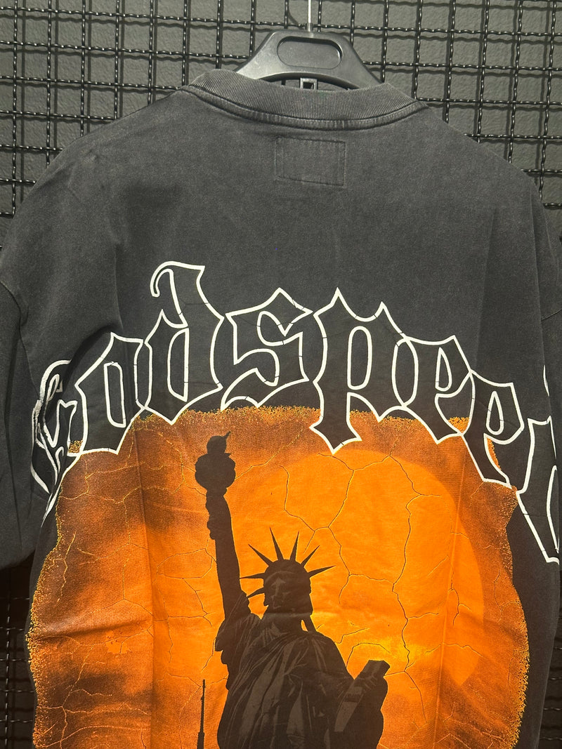 Camiseta Godspeed Liberty Statue Black/Orange - Pronta Entrega
