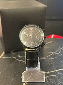 Relógio Emporio Armani Aviator Black Pulseira de Couro - Pronta Entrega