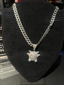 Corrente Cravejada Pingente Gengar Em Zicornia Cubica Prata - Pronta Entrega