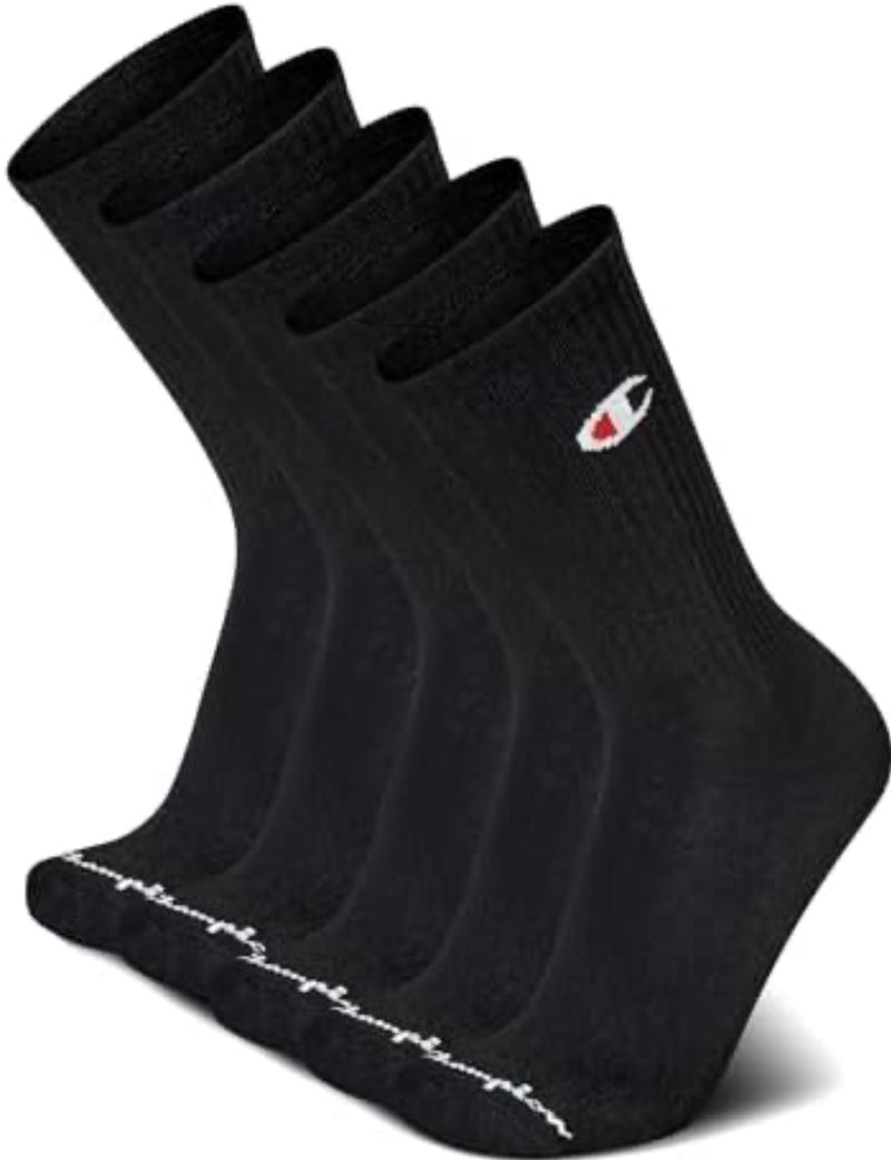 Meias Champion Pack 5 Uni Cano Alto Preto - Pronta entrega