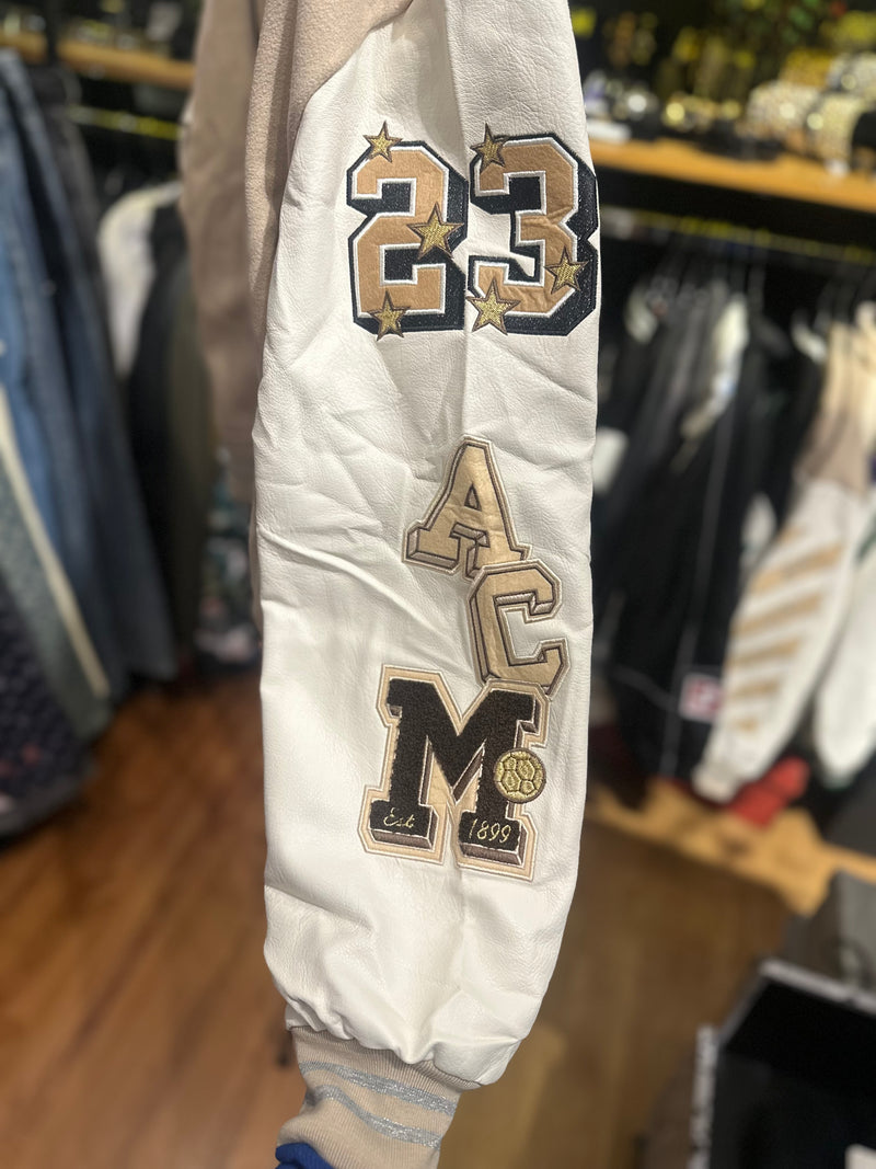 Jaqueta Varsity Off-White X A.C Milan Gold/White - Pronta Entrega