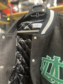 Jaqueta Varsity Off-White NYC Black/White/Green - Pronta Entrega