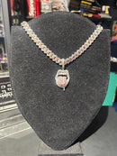 Corrente Cravejada Pingente Money Mouth Em Zicornia Cubica Rosa/Prata 45 CM - Pronta Entrega