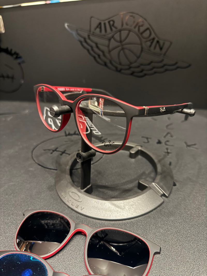 Óculos Rayban Redondo Armação Vermelho Preto Clip-On 3 em 1 Multi Cores - Pronta Entrega