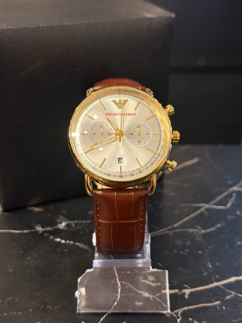 Relógio Emporio Armani AR11123 Pulseira de Couro - Pronta Entrega