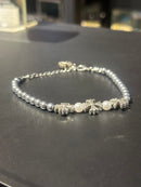 Pulseira Chrome Hearts Pérolas Prata Cruzes 19 + 5 CM - Pronta Entrega