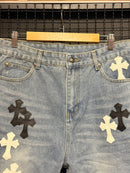Calça Jeans Chrome Hearts Cruz Black White - Pronta Entrega