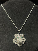 Corrente Slim Pingente Tiger Prata 45 CM - Pronta Entrega