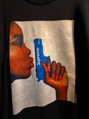 Camiseta SUPREME Woman Gun BLUE Preta - Pronta Entrega