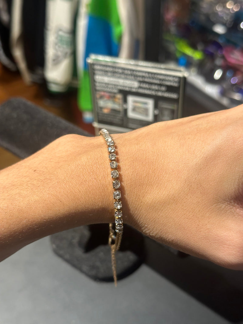 Pulseira Dourada Cravejada 15 + 10 CM - Pronta Entrega