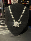 Corrente Cravejada Pingente Shark Em Zicornia Cubica Prata - Pronta Entrega