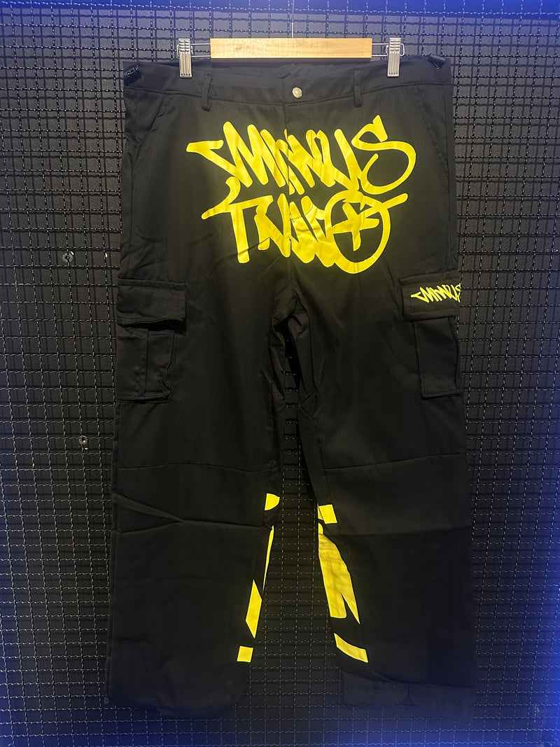 Calça Sarja Minus Two Preta Logo Amarelo - Pronta Entrega