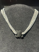 Corrente Dupla Prata Fecho Automático Black 40 CM - Pronta Entrega