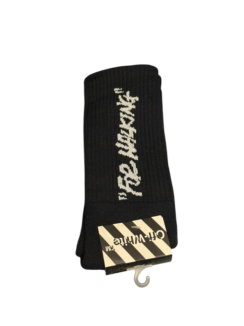 Meia Off White “For Walking” Cano Alto Black - Pronta Entrega