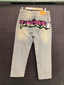 Calça Louis Vuitton “Graffiti Monogram” Jeans Claro - Pronta Entrega