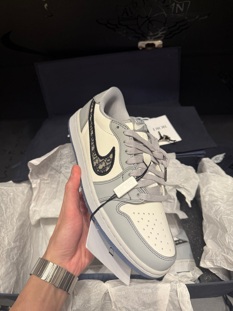 Tênis Nike Air Jordan 1 Low X Dior Grey - Pronta Entrega