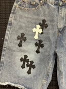Short Chrome Hearts Jeans Cruz Black White - Pronta Entrega