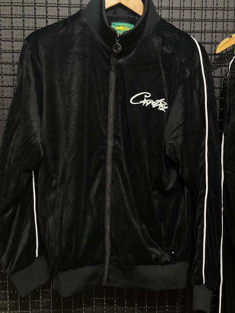 Conjunto Corteiz VVS Velour Jacket Black - Pronta Entrega