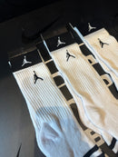 Pack 3 Pares Meia Jordan Logo Cano Alto Branco Listrado - Pronta Entrega
