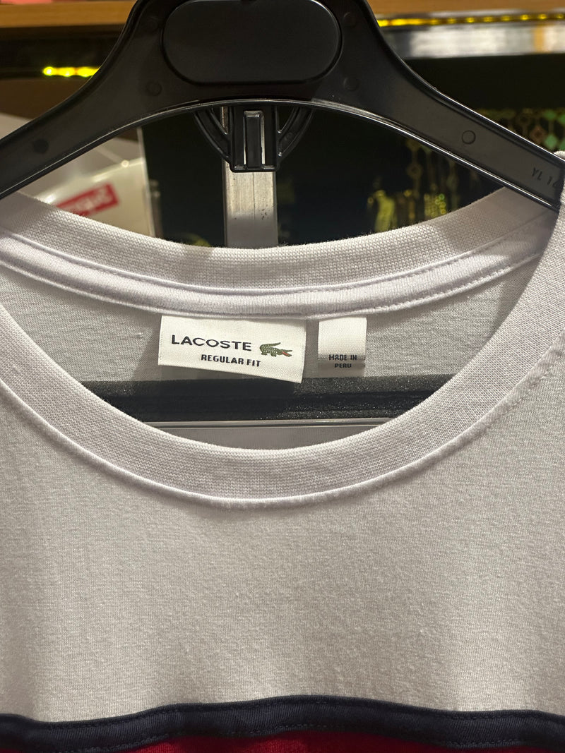 Camisa Lacoste Branco Logo Central White/Red - Pronta Entrega