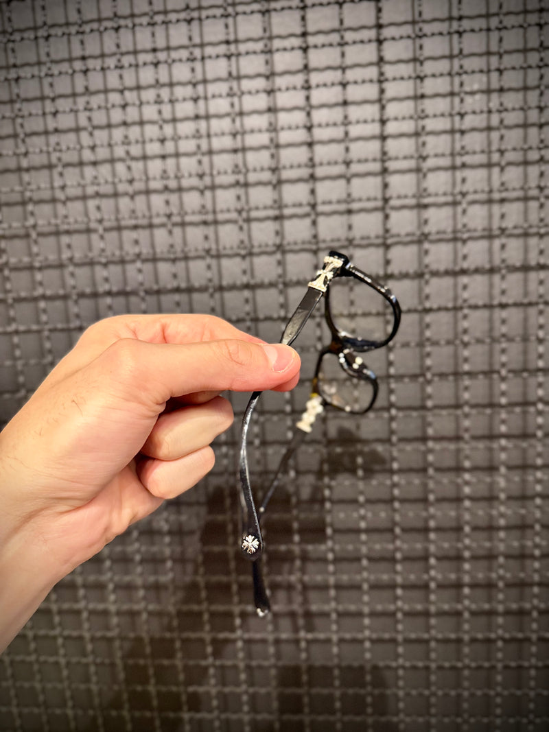 Óculos Chrome Hearts Armação Preto Prata - Pronta Entrega