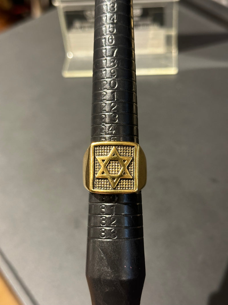 Anel Aço Inoxidável Dourado Estrela de Davi 30 CM - Pronta Entrega