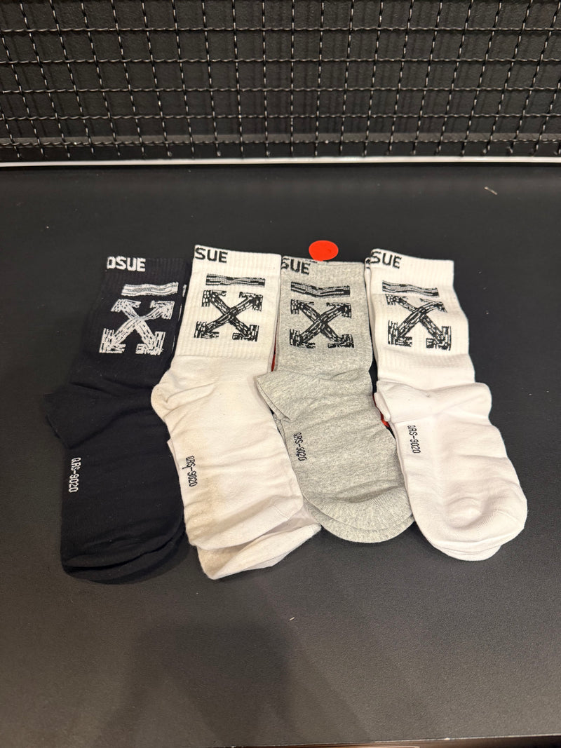 Pack 4 Meias Off-White Cano Alto - Pronta Entrega