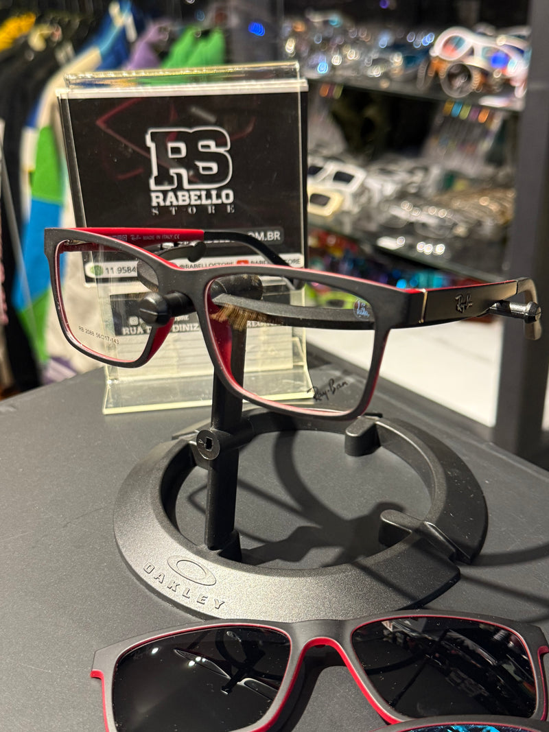 Óculos Rayban Armação Preto Vermelho Clip-On 3 em 1 Multi Cores - Pronta Entrega