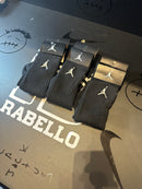 Pack 3 Pares Meia Air Jordan Logo Cano Alto Preto Listrado - Pronta Entrega