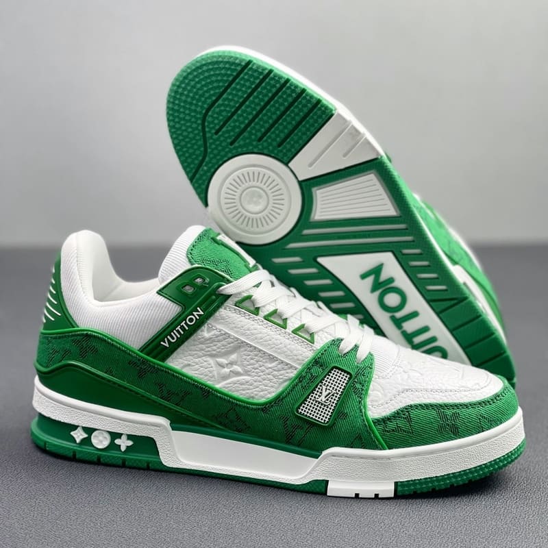 Louis Vuitton Trainer Green Monogram Denim White - Encomenda