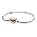 Bracelete Pandora Moments com Fecho De Coracao Rose - Pronta Entrega