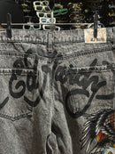 Calça Ed Hardy Jeans Destonado Bordado Caveira Águia Logo Traseiro - Pronta Entrega