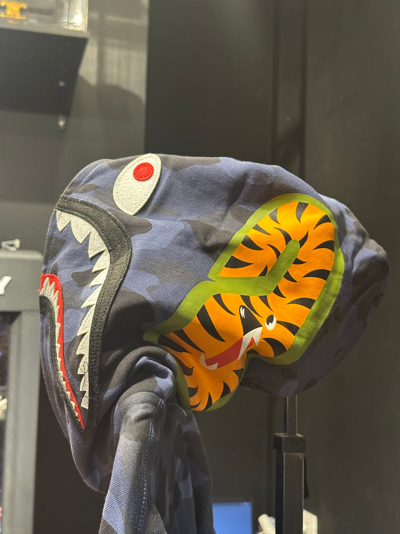 Jaqueta Bape Shark Camo Blue Dual Hoodie Full Zip - Pronta Entrega