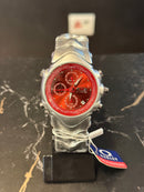 Relógio Oakley GMT Silver Fundo Vermelho - Pronta Entrega