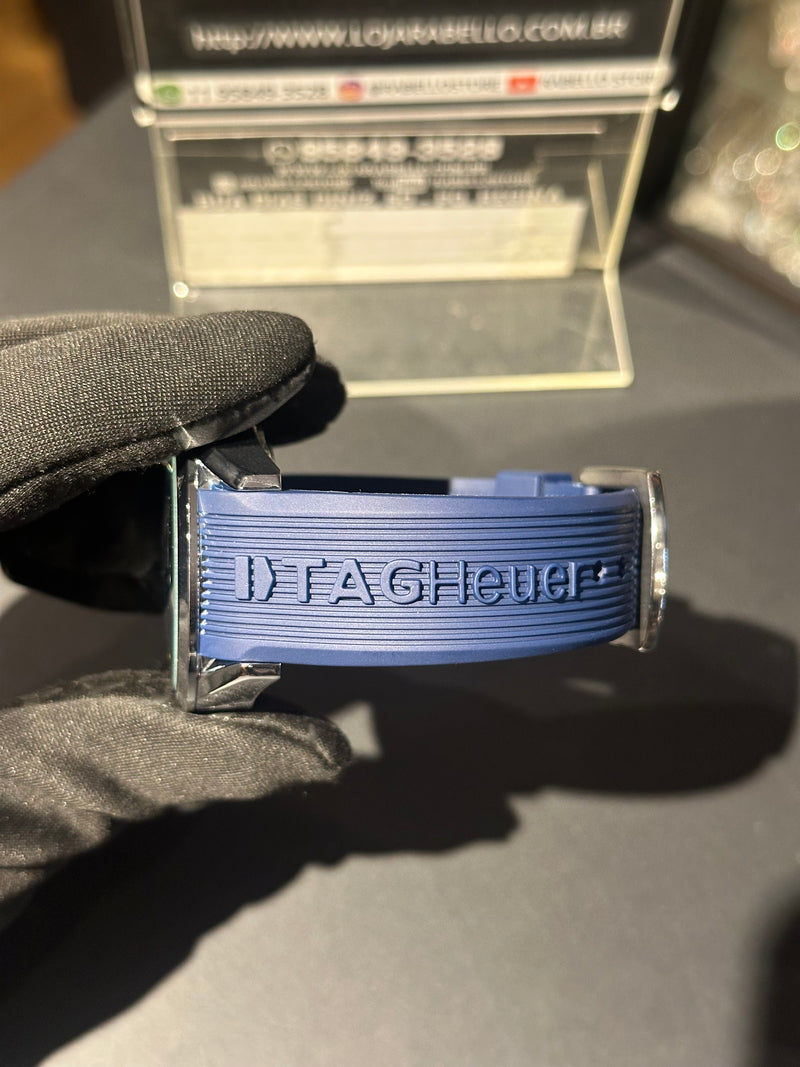 Relógio Tag Heuer Azul Fundo Preto - Pronta Entrega