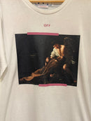 Camiseta OFF-WHITE Arrow Caravaggio St. Fran Skate Slim Tee Roxo/Branca - Pronta Entrega