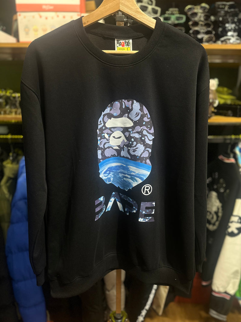 Moletom BAPE Crewneck APE Head Space Camo Preto - Pronta Entrega