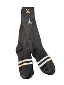 Meia Jordan Logo Cano Alto Listrado Preto - Pronta Entrega