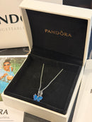 Colar PANDORA Blue Murano Glass Butterfly Set Necklace with Pendant 925 Silver - Pronta Entrega