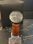 Relógio Emporio Armani Aviator Pulseira de Couro - Pronta Entrega