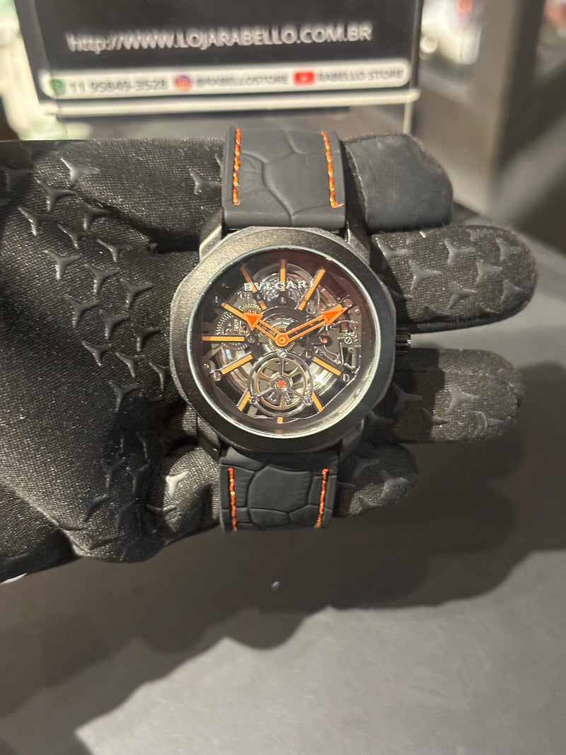 Relógio Bvlgari Octo Black/Orange - Pronta Entrega