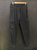 Calça Cargo Sarja Preta Com Punho - Pronta Entrega