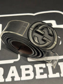 Cinto Gucci Black Fivela GG Interlocking Black/White 110 CM  - Pronta Entrega