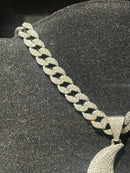 Corrente Cravejada Pingente Blood Moon Em Zicornia Cubica Prata - Pronta Entrega