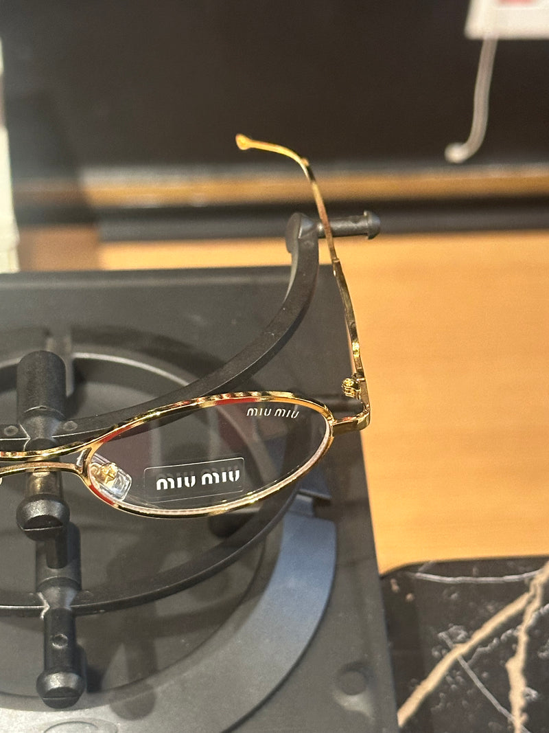 Óculos Miu Miu Redondo Armação Gold Lente Clear - Pronta Entrega