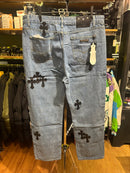 Calça Jeans Chrome Hearts Cruzes Pretas - Pronta Entrega