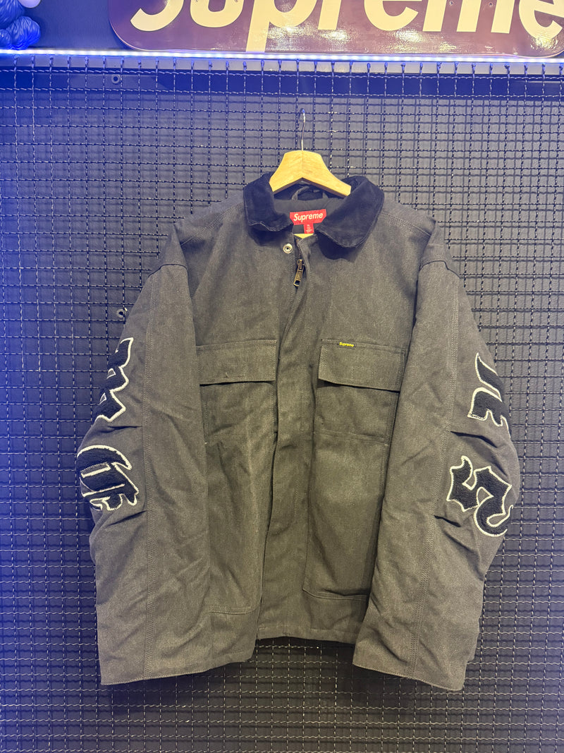 Jaqueta Supreme Old English Canvas Work Jacket Black - Pronta Entrega