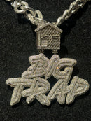 Corrente Cravejada Pingente “Big Trap” Em Zicornia Cubica Prata 45 CM - Pronta Entrega