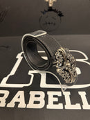 Cinto Chrome Hearts 105 CM Preto Cruz Couro Fivela Metal