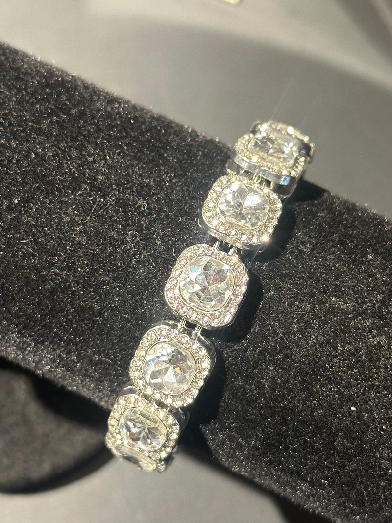 Pulseira Ice Cravejada Em Zicornia Cúbica Prata 20 CM - Pronta Entrega